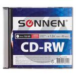 фото Диск CD-RW SONNEN, Slim Case, 4-12x, 700 Mb