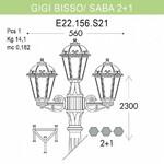 Фото №2 K22.156.S21.BYF1R Уличный фонарь Fumagalli Gigi Bisso/Saba 2+1