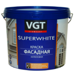 фото Краска акриловая VGT ВД-АК-1180 фасадная супербелая 15 кг