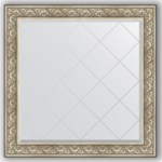 фото Зеркало в багетной раме Evoform барокко серебро 110x110 см