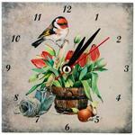 фото Часы Glass Moon, Птичка и тюльпаны, 10*10 см
